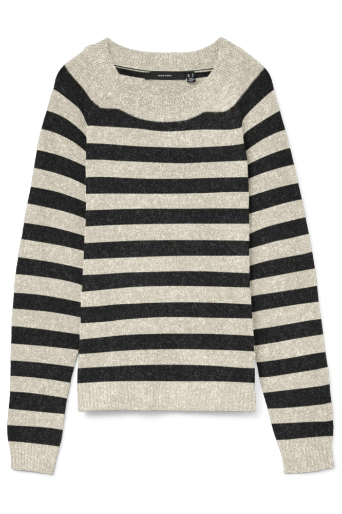 VMDOFFY LS O-NECK BLOUSE GA NOOS 10201022 BIRCH/W. BLACK M